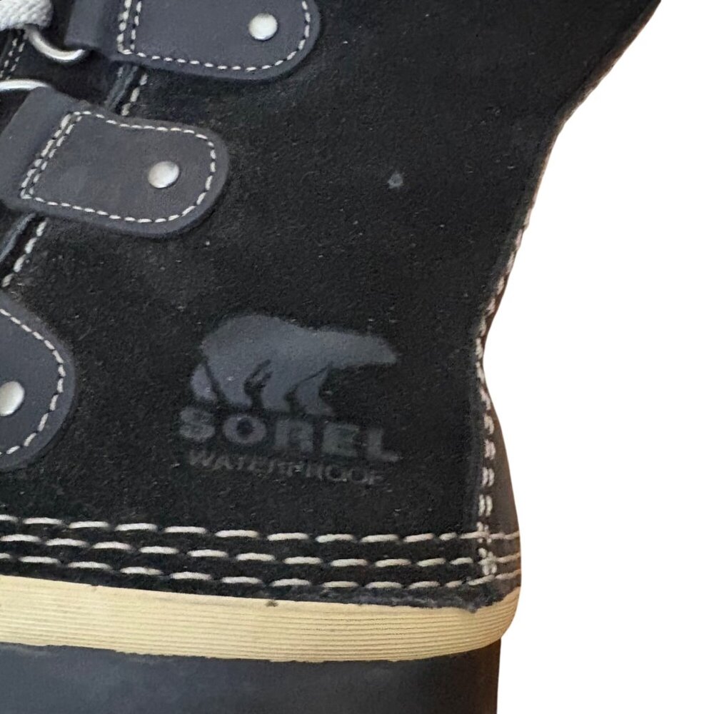 Sorel Joan of Arctic Knit II Waterproof Winter Boots Black Womens Size 9 Lace Up - Picture 8 of 9